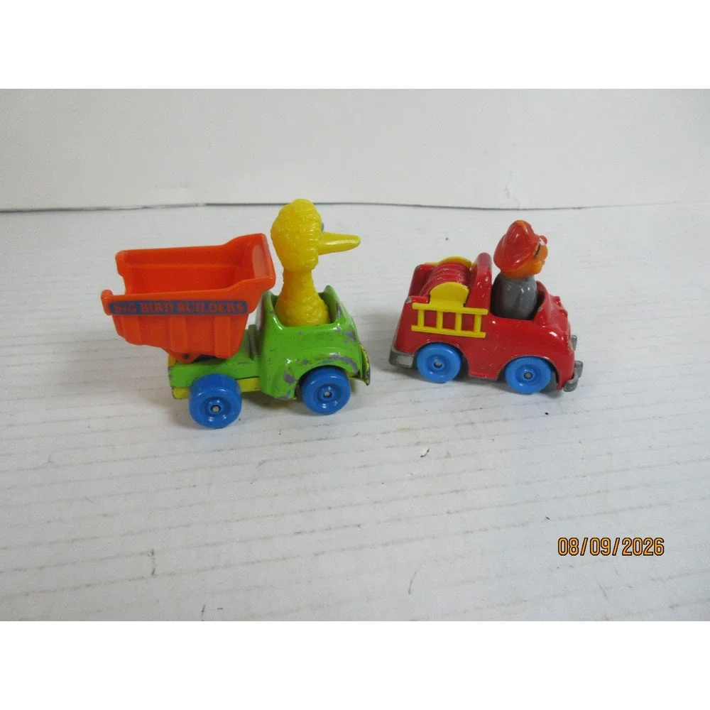 Vintage Sesame Street Diecast Lot 1981 Ernie Fire Truck 1982 Big Bird Dump Truck